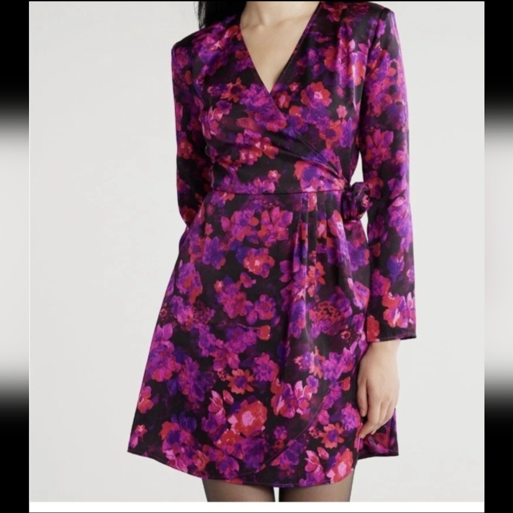 Scoop Vibrant Floral Long Sleeve Dress, Size 12-14, NWT